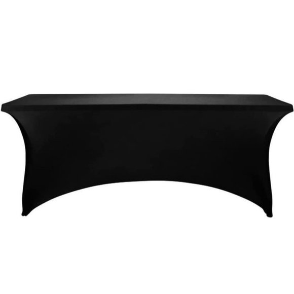 2 count | Black Spandex 6 feet Tablecloths for Wedding Party Dining Linen - Picture 2 of 4
